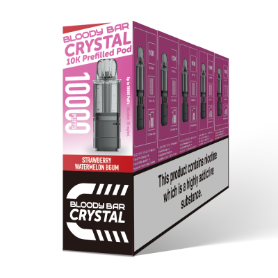 Bloody Bar Crystal 10K Puff Pod Kit - Strawberry Watermelon Bubblegum